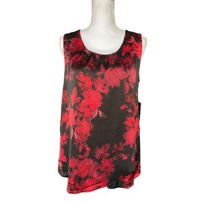 Naif Women's Top Blouse Shirt Size M Black Red Sleeveless Lined Stretch New